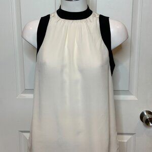 Rag & Bone White 100% Silk Tank Top W/ Black Trim, Size 4